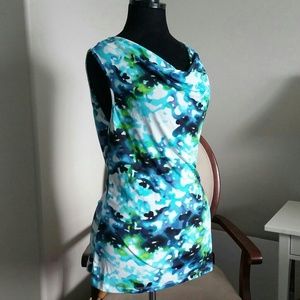 Clearout! Aqua & Navy Blouse